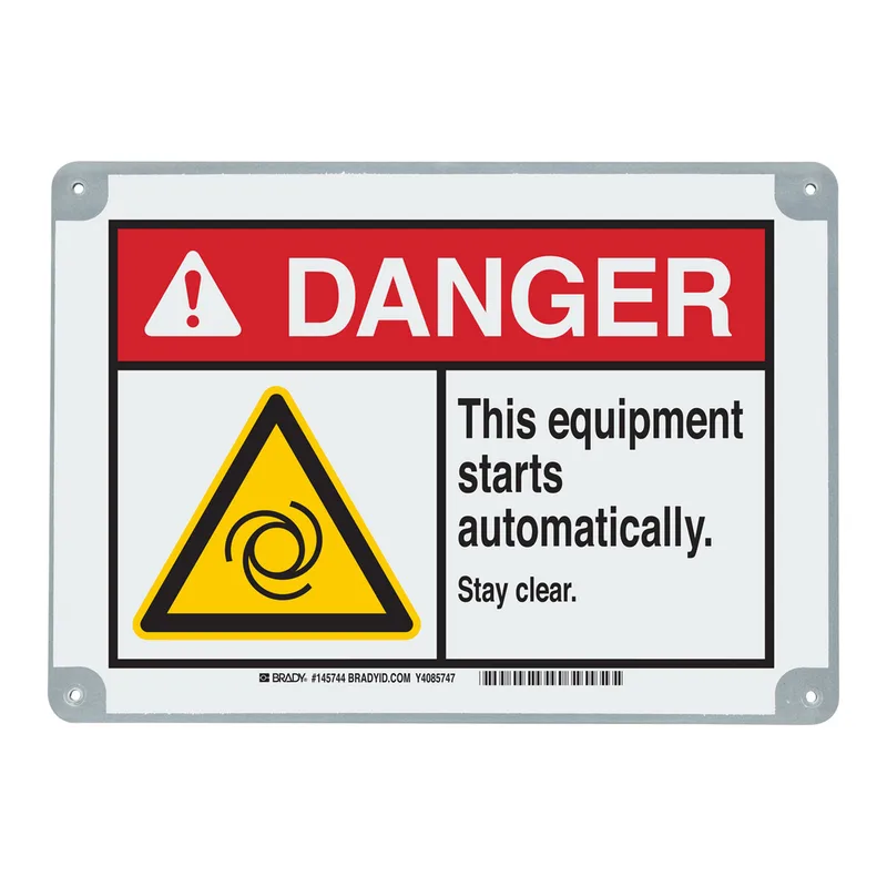 Brady ToughWash DANGER This Equipment Starts Automatically. Sign