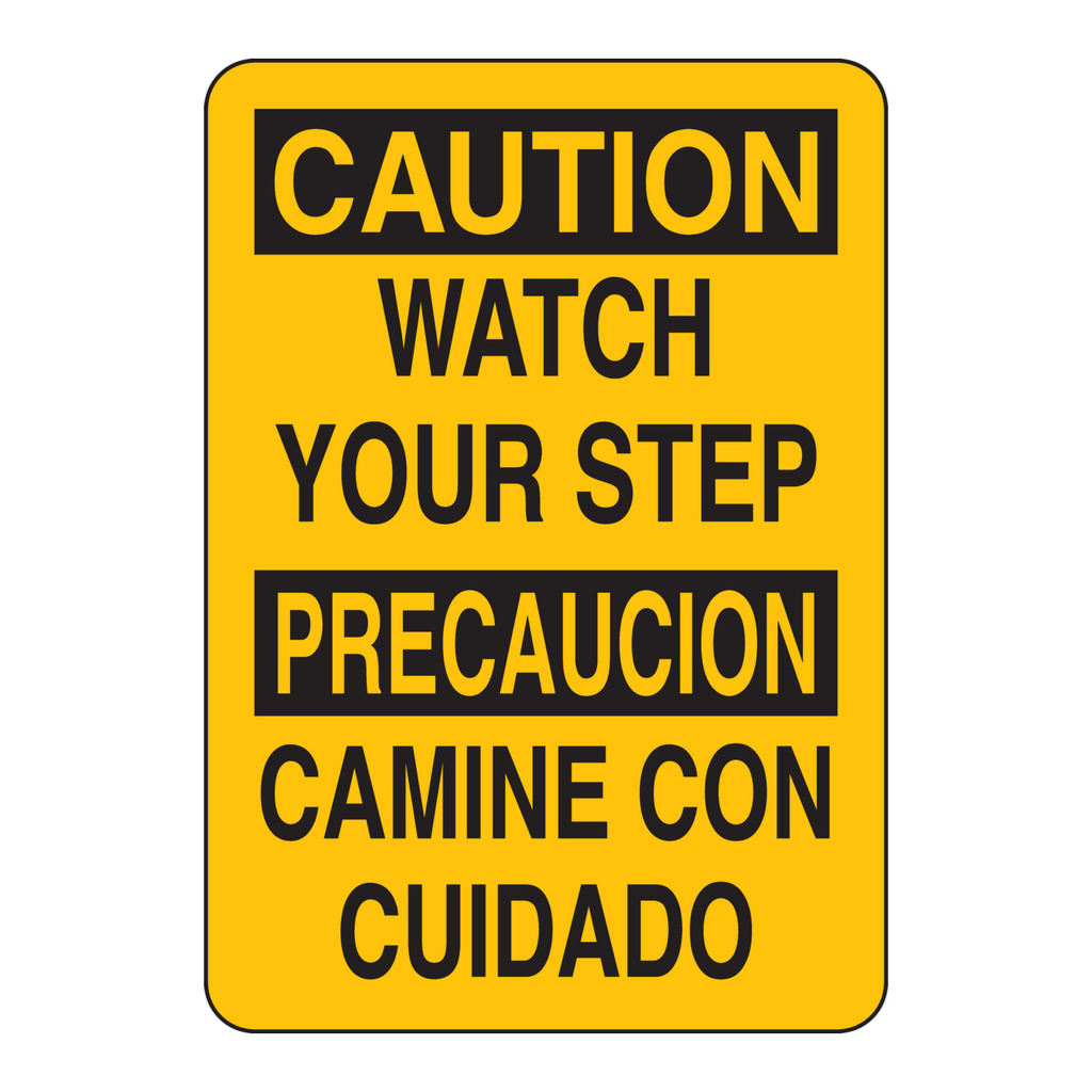 Brady Bilingual CAUTION Watch Your Step Sign