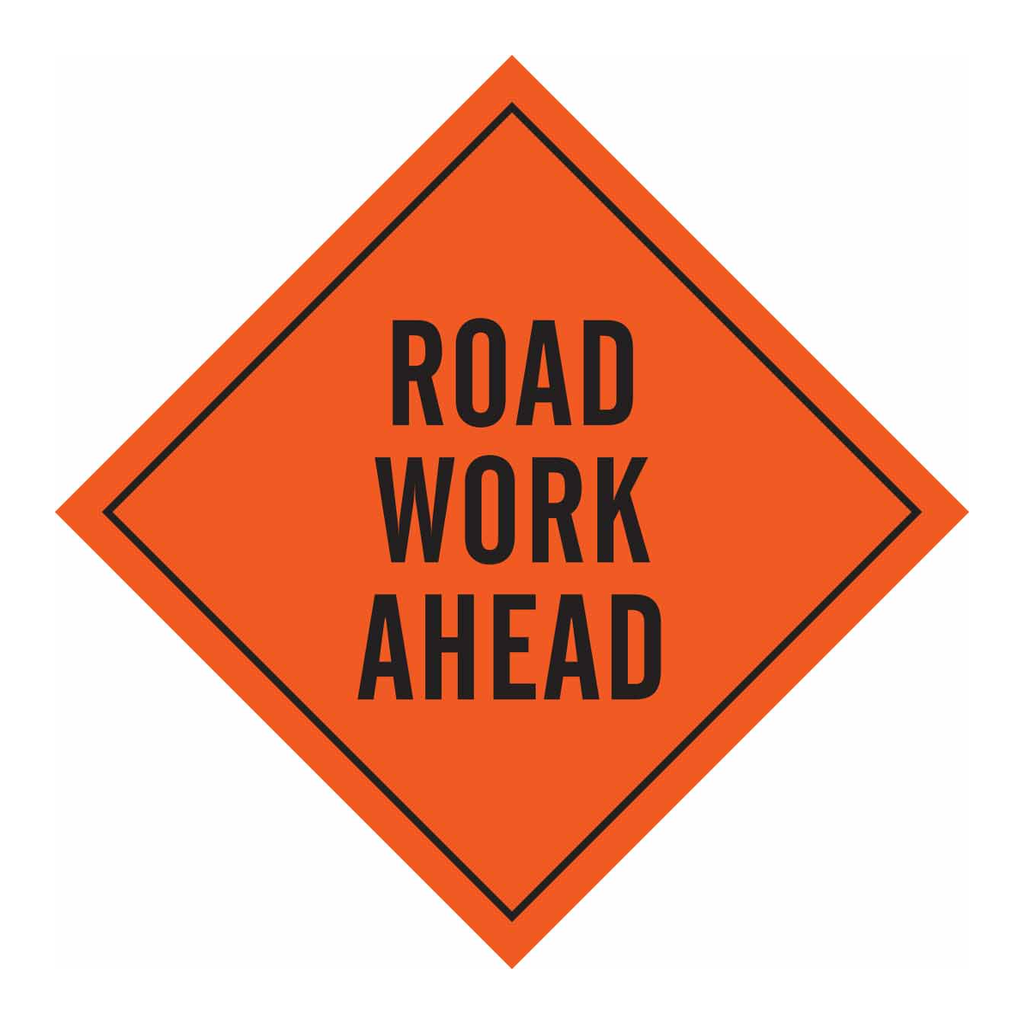 Brady Road Work Ahead Sign