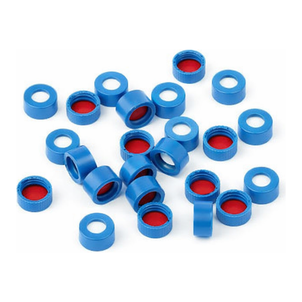 Restek Caps, Short Screw, 9mm Blue PTFE/Sil Pack of 100