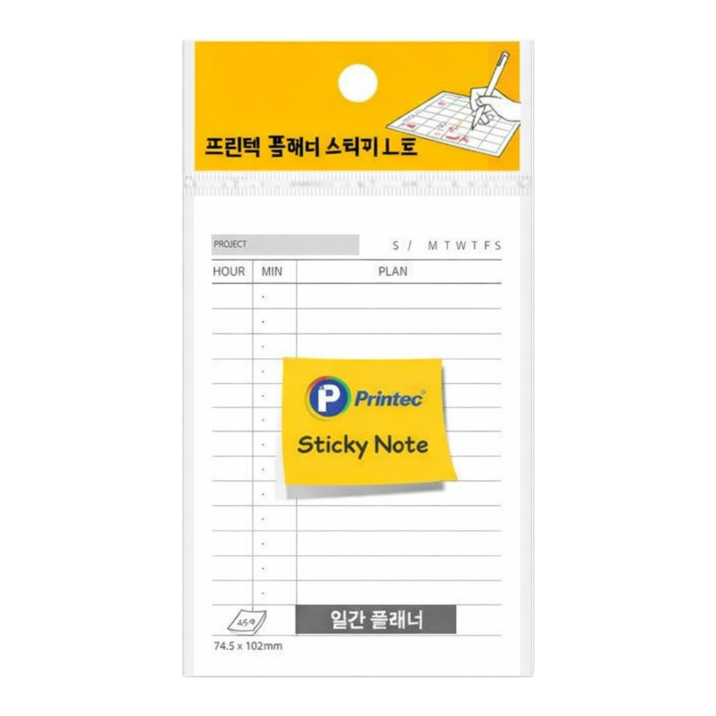 OFFICENEX 프린텍 플래너 스티키노트 일간 74.5x102mm 45매 PL74D