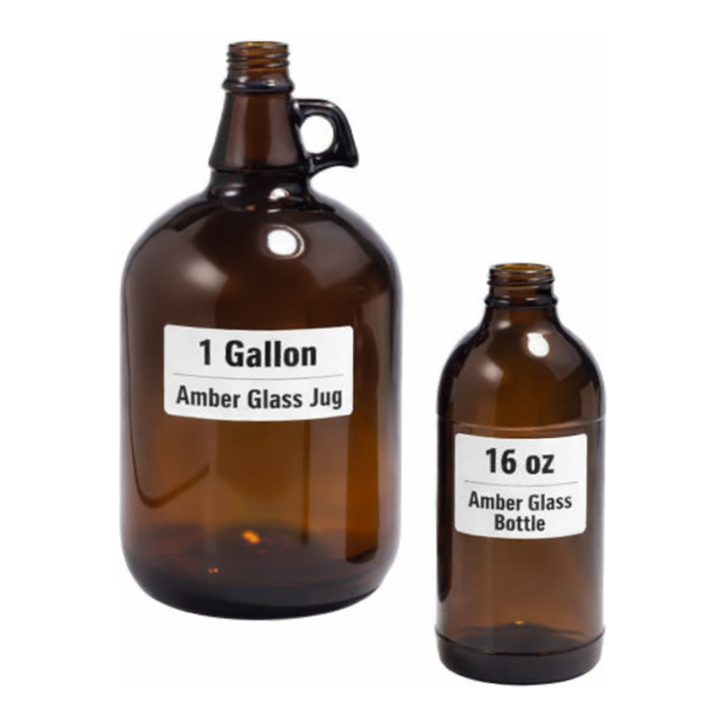 AS ONE Amber Quarter and Gallon Bottle (de-alkali-treated and clean washed), 갈색 쿼터·갤런병 (탈 알칼리 및 고정도 세정 처리)