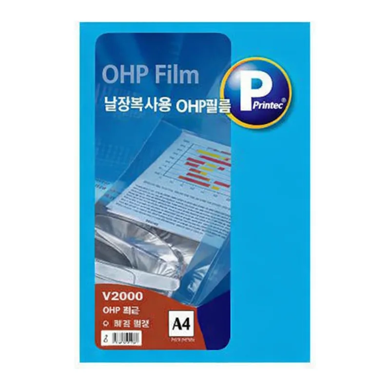 OFFICENEX 프린텍 OHP필름(V2000-100/A4/100매/권/낱장복사용/프린텍)