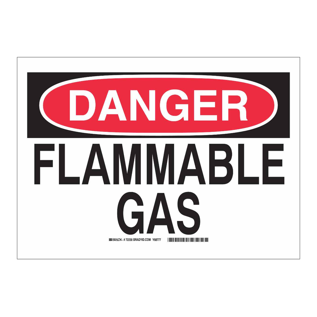 Brady DANGER Flammable Gas Sign