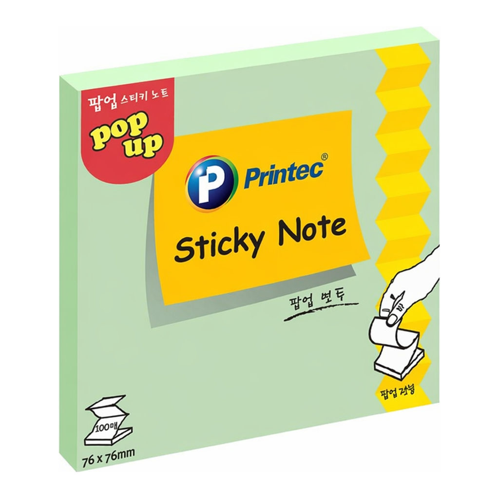 OFFICENEX 프린텍 P7676G 스티키노트 팝업리필 그린 76*76 100매