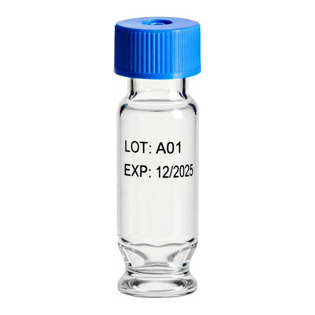 Waters LCMS Certified Clear Glass 12 x 32 mm Screw Neck Max Recovery Vial, with Cap and Preslit PTFE/Silicone Septum, 2 mL Volume, 100/pk