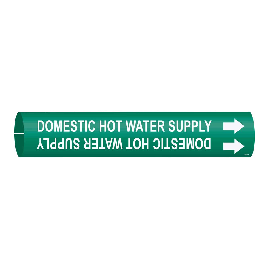Brady DOMESTIC HOT WATER SUPPLY Snap-On/Strap-On Pipe Marker