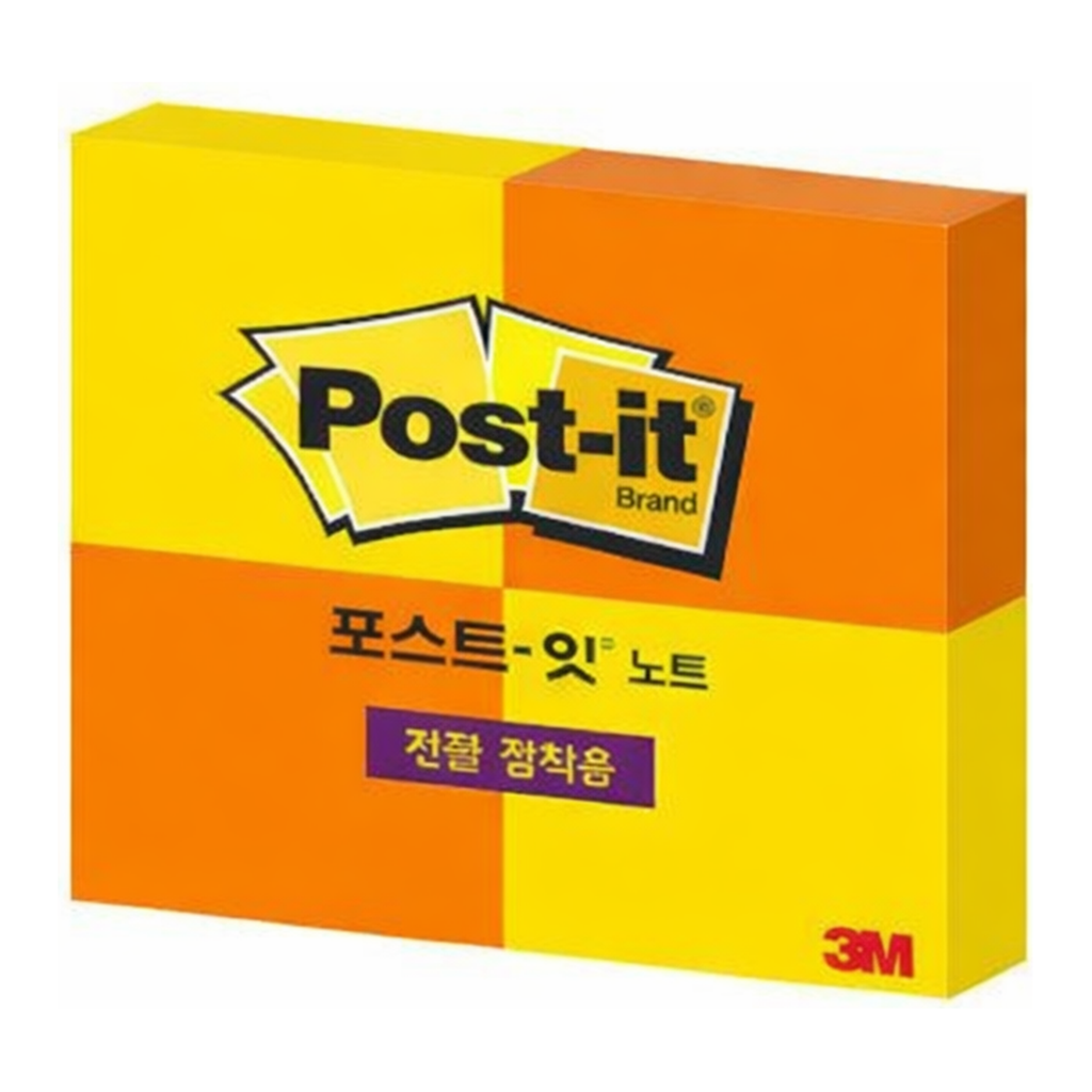 OFFICENEX 3M 포스트잇 강한점착용 622 4패드(그리움노랑/오렌지)