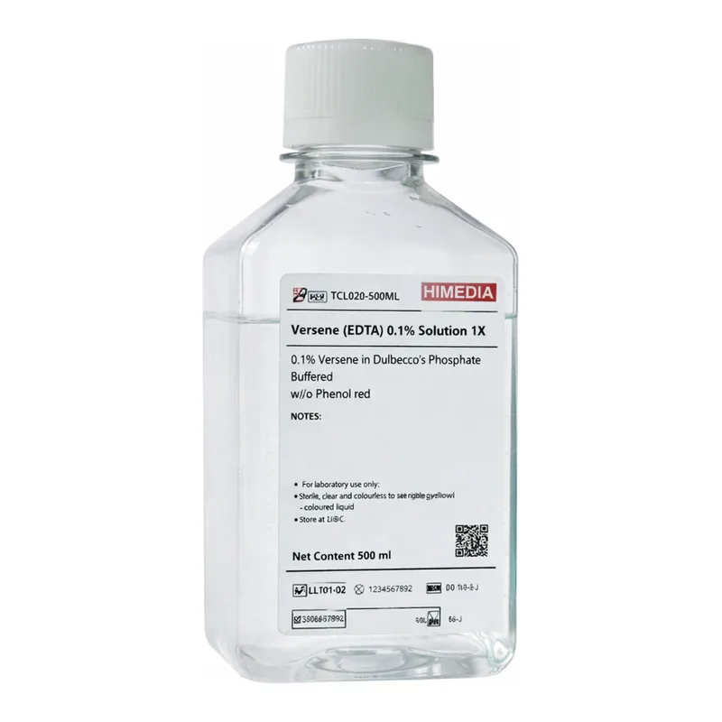 Himedia Versene (EDTA) 0.1% Solution 1X 0.1% Versene in Dulbecco`s Phosphate Buffered Saline w/o Phenol red