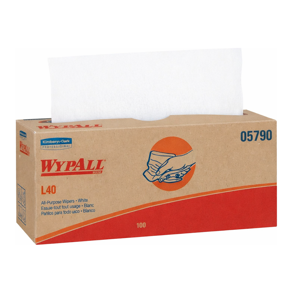 Thermo Fisher Scientific WypAll L40 General-Purpose Wipers, Pop-Up Box; 100 count; White; Size: 16.4 X 9.8 in.; 900/cs.