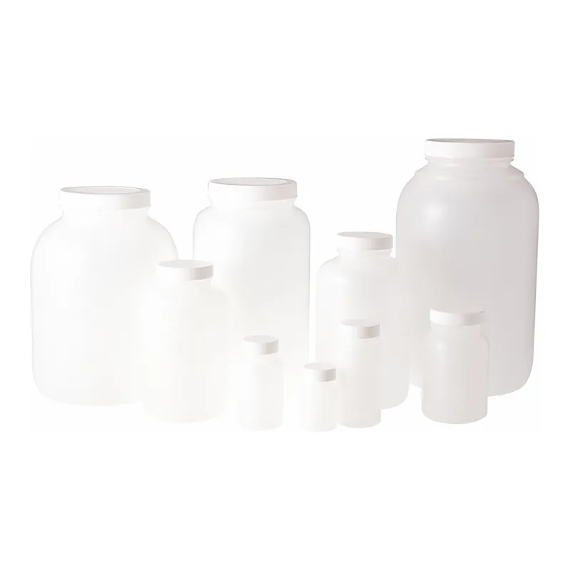 Thermo Fisher Scientific Natural HDPE Wide Mouth Round Bottles with White Polypropylene PE Foam Cap