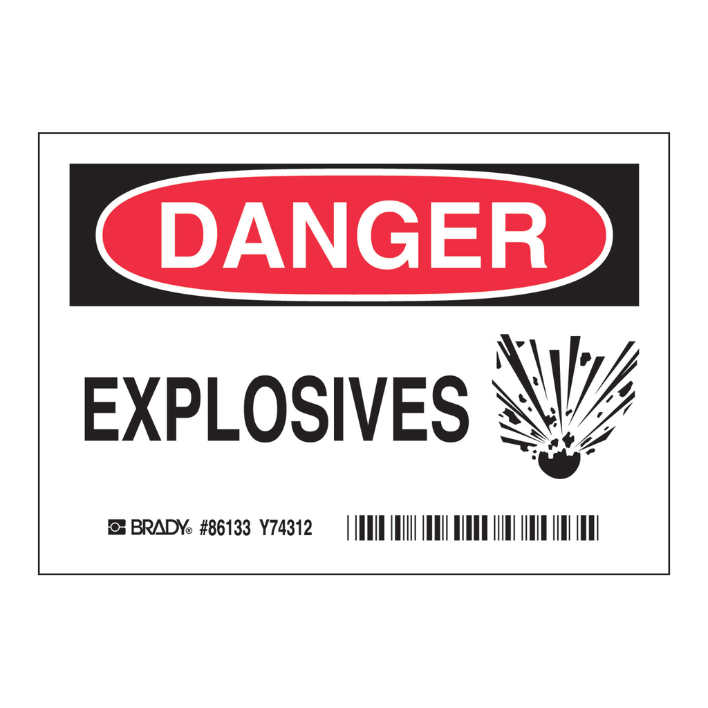 Brady DANGER Explosives Labels