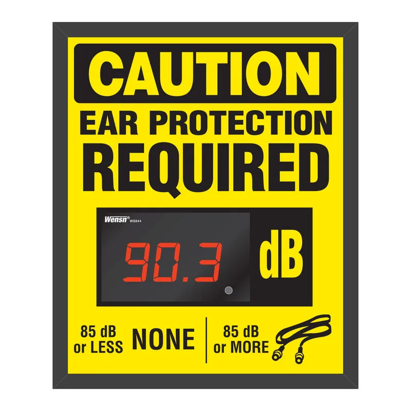 Brady Decibel Status Sign - CAUTION EAR PROTECTION REQUIRED 85 DB OR LESS NONE 85 DB OR MORE, Ear Plug Picto