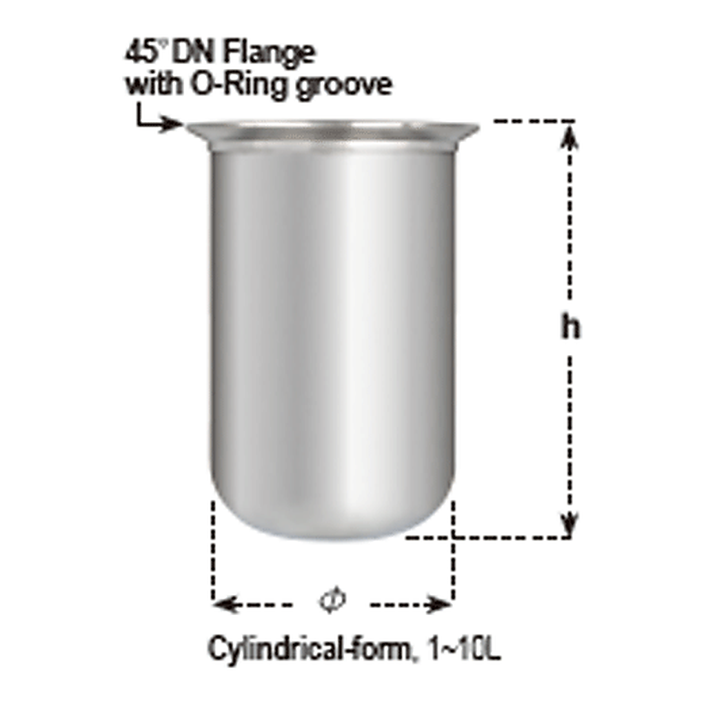 Daihan Science 1~10Lit Stainless-steel Vacuum Reaction Vessel, Round Bottom, 45°DN-Flange with
