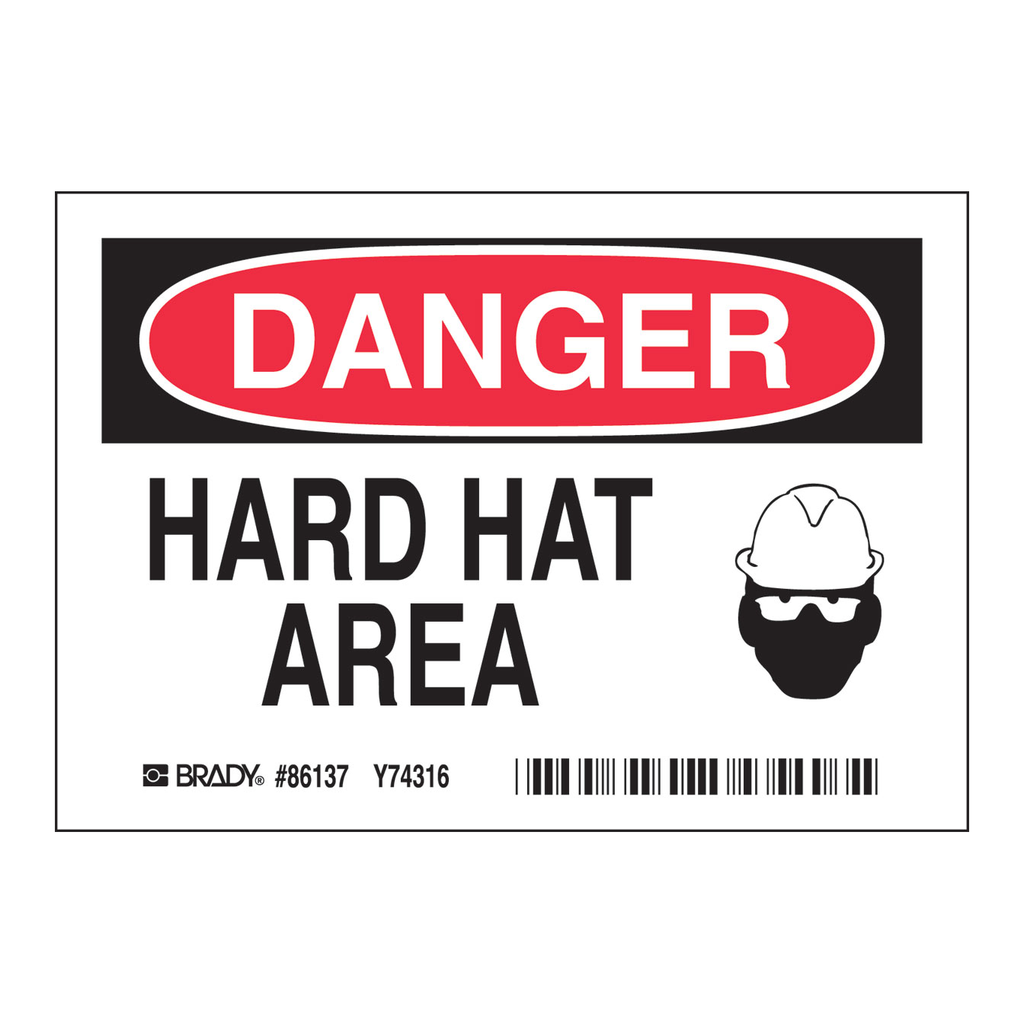 Brady DANGER Hard Hat Area Labels