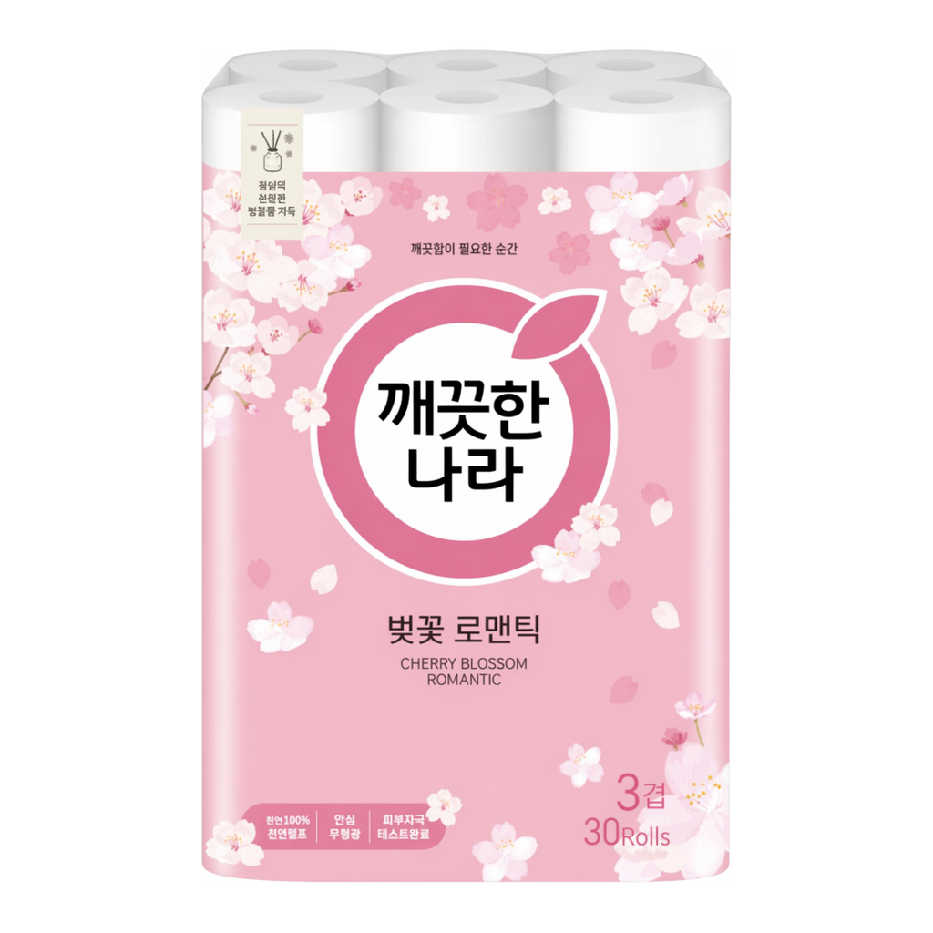 OFFICENEX [P]깨끗한나라 3겹 데코 벚꽃 로맨틱 화장지(30롤X27M)