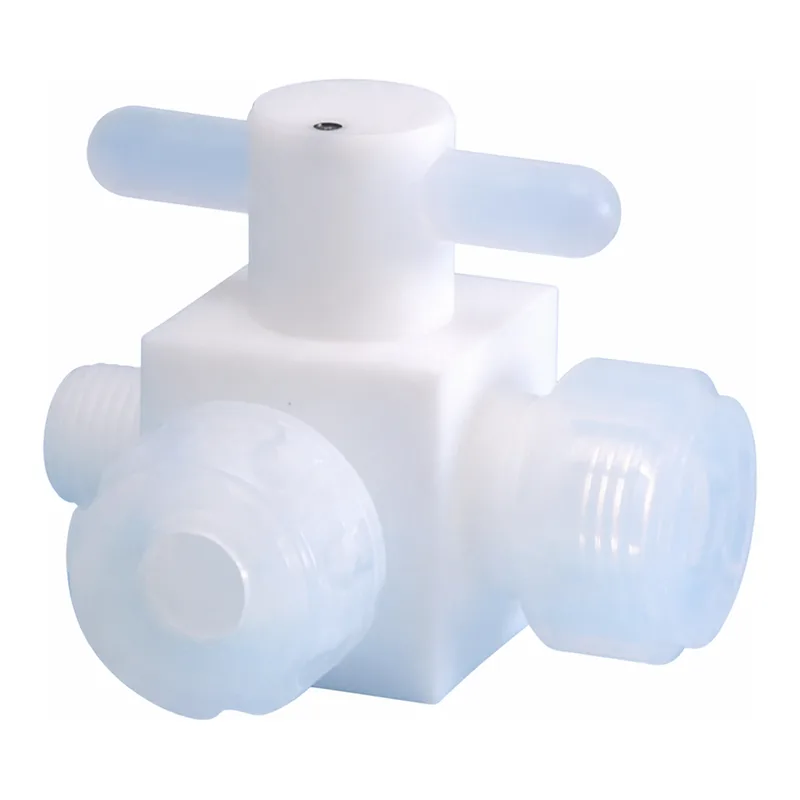 AS ONE PTFE Male Three-Way Valve (Press-fit type), PTFE 수 삼방향 밸브 (압입형)