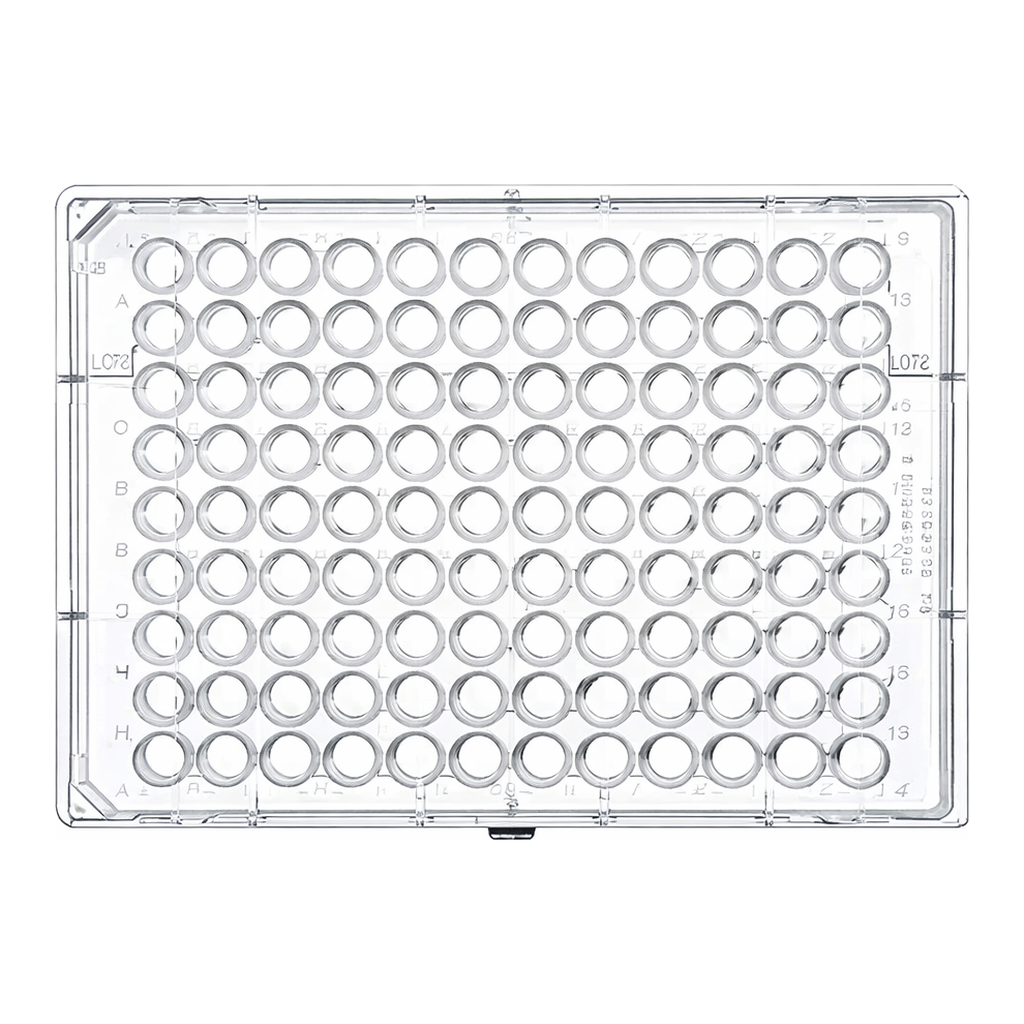 Greiner Bio One CELL CULTURE MICROPLATE, 96 WELL, PS, F-BOTTOM(CHIMNEY WELL), CLEAR, CELLCOAT®, POLY-L-LYSINE, LID WITH CONDENSATION RINGS, 5 PCS./BAG