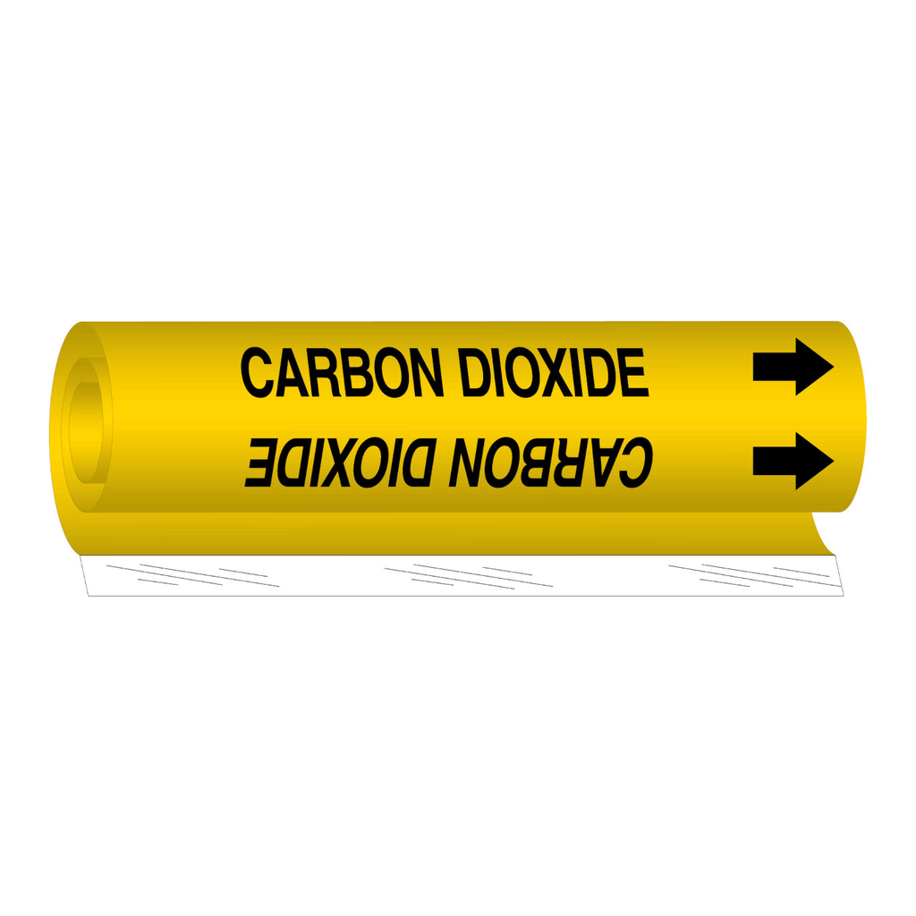 Brady CARBON DIOXIDE High Performance Pipe Marker - 0.375" - 0.5", Black on Yellow