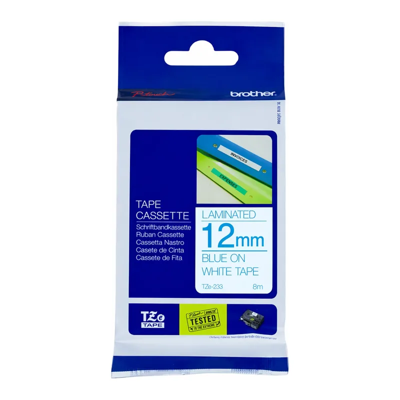 OFFICENEX 브라더 테이프카트리지(TZe-233/12mm/흰색/청색문자)