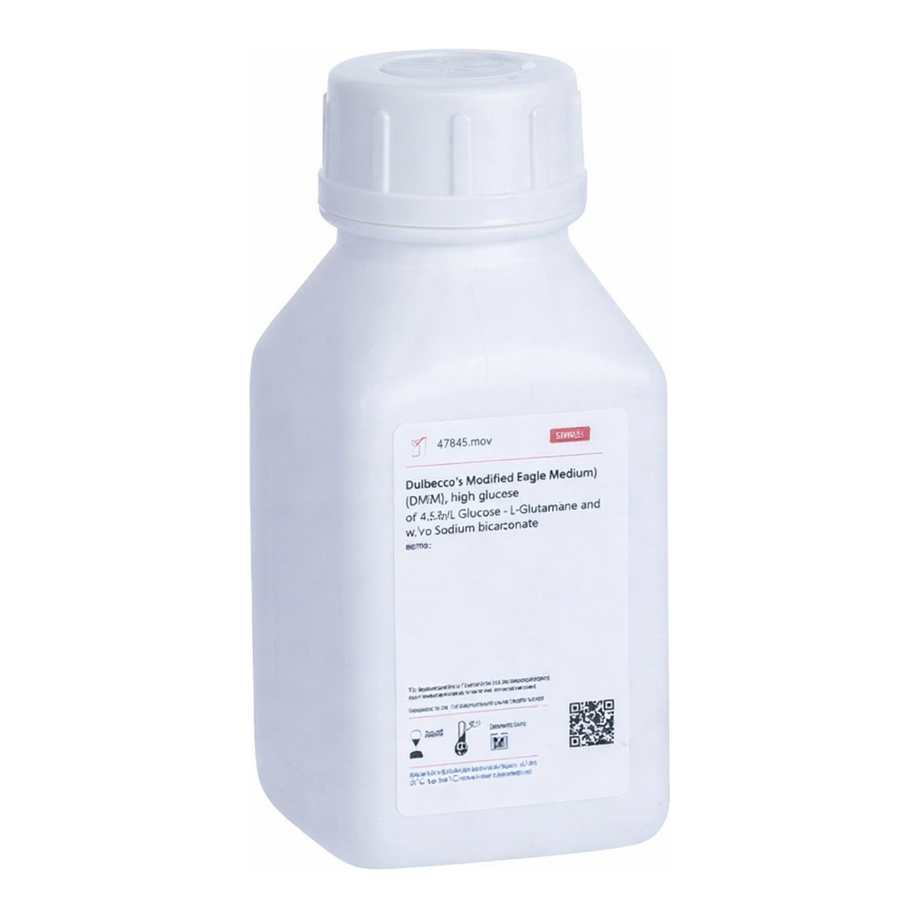 Himedia Dulbecco`s Modified Eagle Medium (DMEM), High glucose w/ 4.5gms Glucose per litre w/o L-Glutamine, Calcium chloride, HEPES buffer, Sodium pyruvate and Sodium bicarbonate