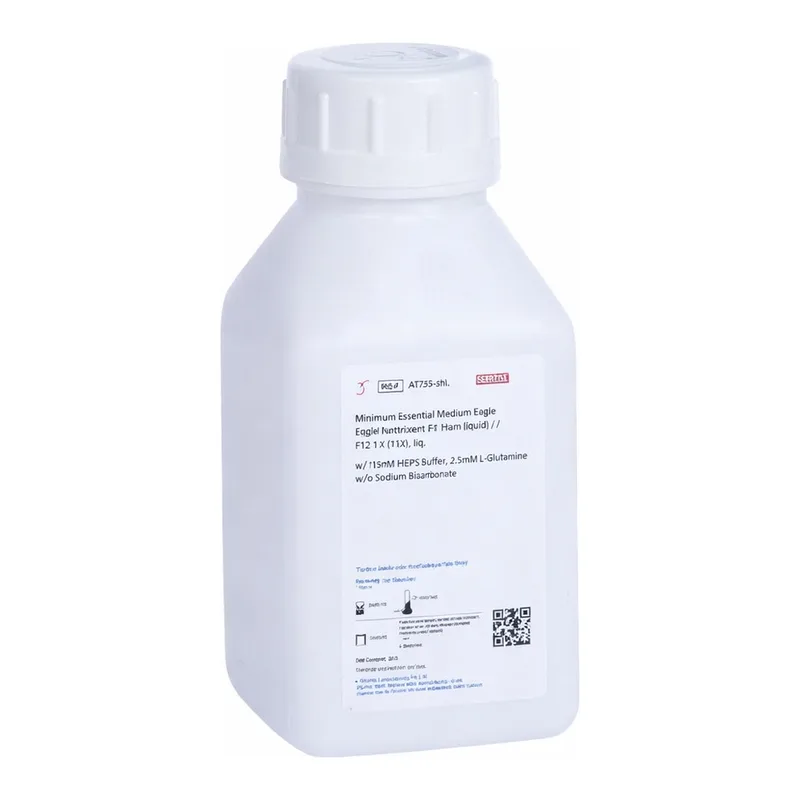 Himedia Minimum Essential Medium Eagle / Nutrient Mixture F-12 Ham (MEM / F12 1:1 Mixture) w/ 15mM HEPES buffer, 2.5mM L-Glutamine w/o Sodium bicarbonate