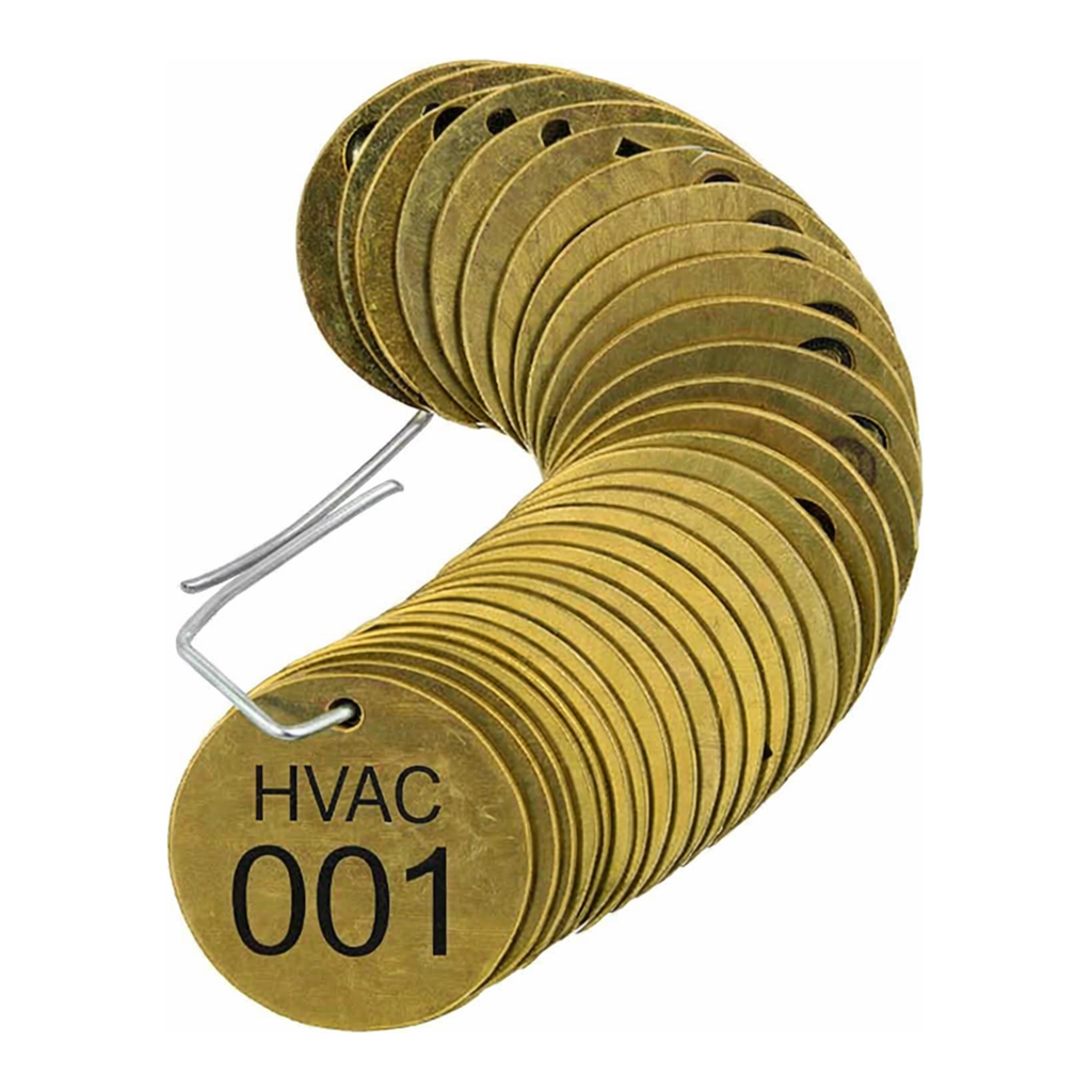 Brady Stamped Brass Valve Tags HVAC Heat Vent Air Conditioning