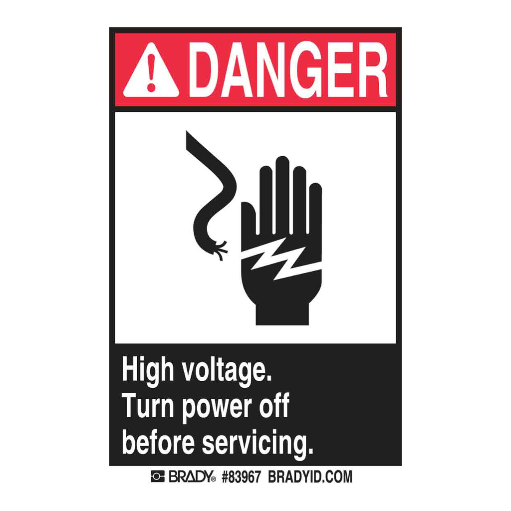 Brady DANGER High Voltage Sign