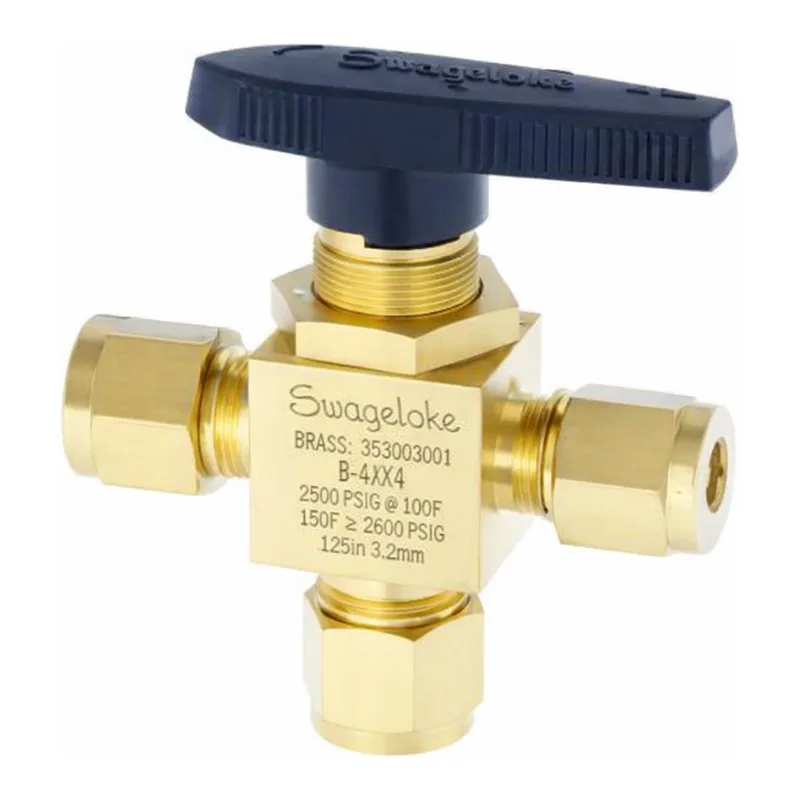 Restek Swagelok Valve, 3-Way Brass Ball, 0.35 Cv, 1/4in Tube Fitting