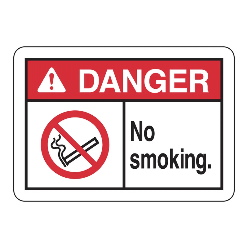 Brady DANGER No Smoking. Sign
