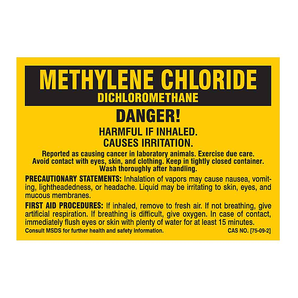 Brady Methylene Chloride Danger Labels