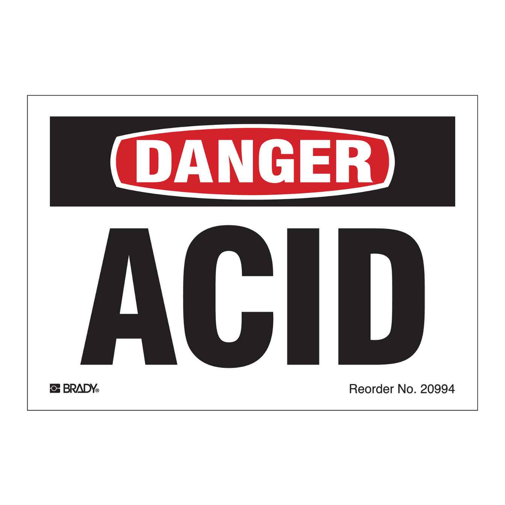 Brady Reflective DANGER Acid Signs