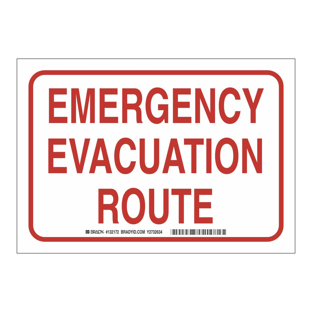 Brady Emergency Evacuation Route Sign