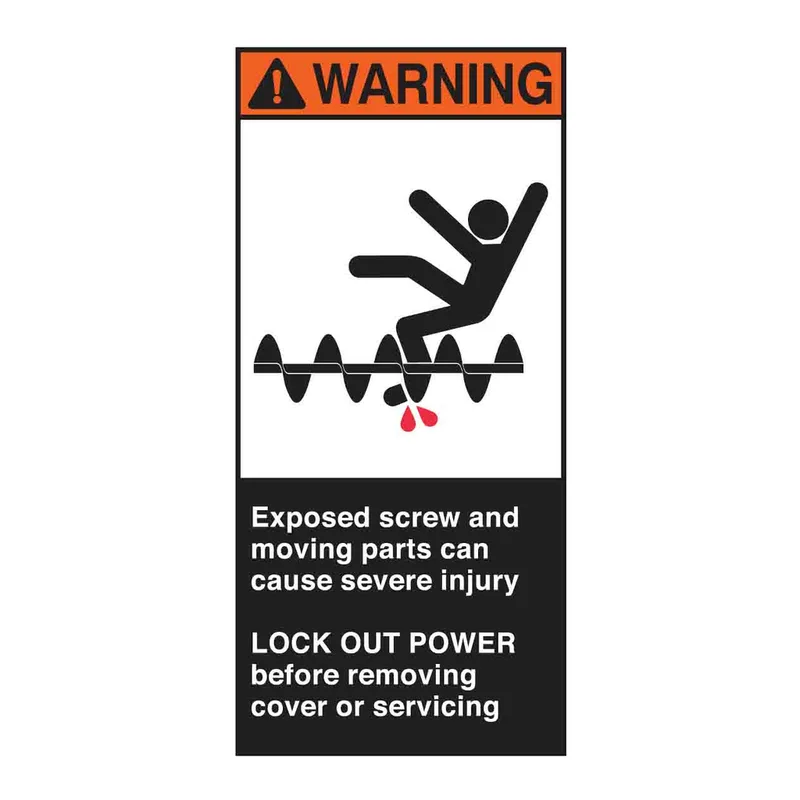Brady EXPOSED SCREW AND MOVING PARTS CAN CAUSE SEVERE INJURY Labels