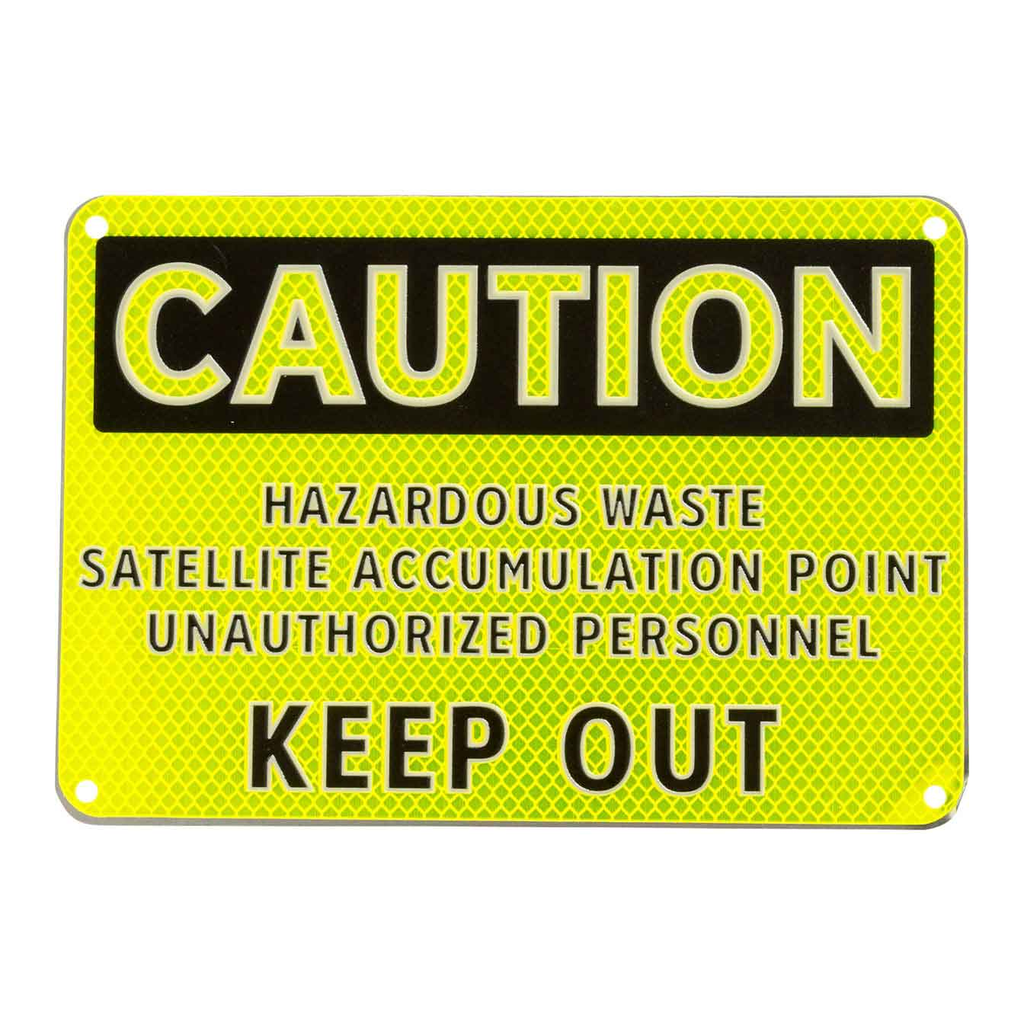 Brady CAUTION Hazardous Waste Satellite Accumulation Point Unauthorized Personnel Keep Out Sign