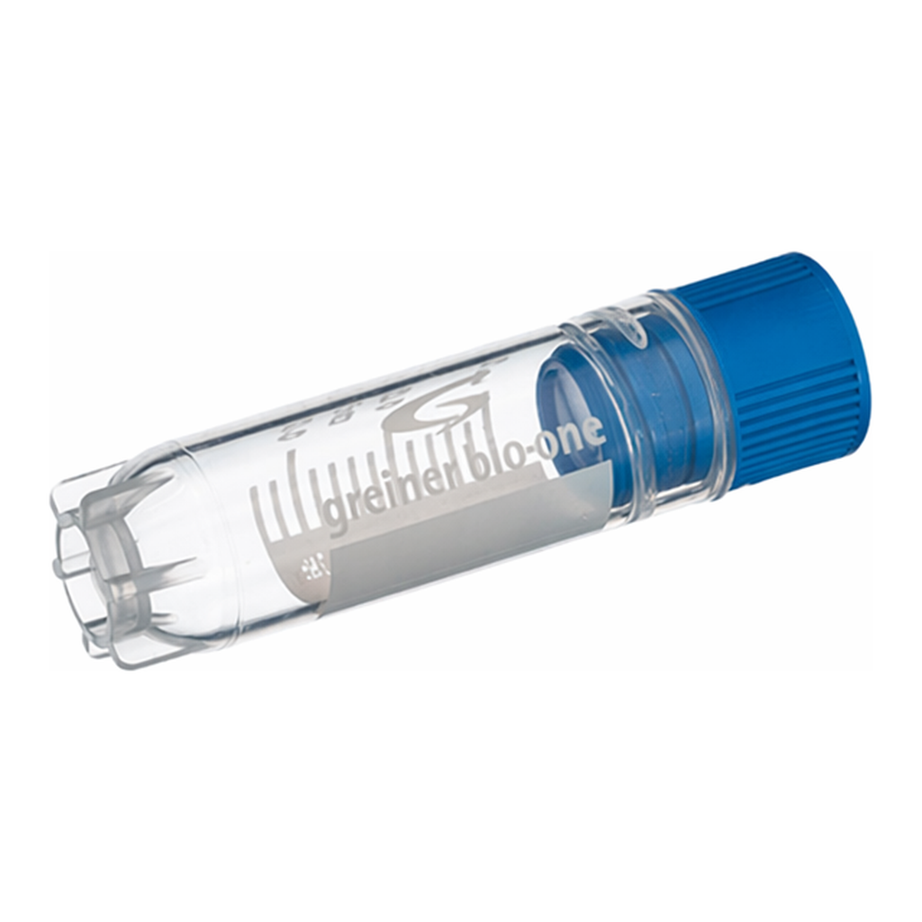 Greiner Bio One CRYO.S, 2 ML, PP, ROUND BOTTOM,INTERNAL THREAD, BLUE SCREW CAP, WRITING AREA, STARFOOT, NATURAL, STERILE, 100 PCS./BAG