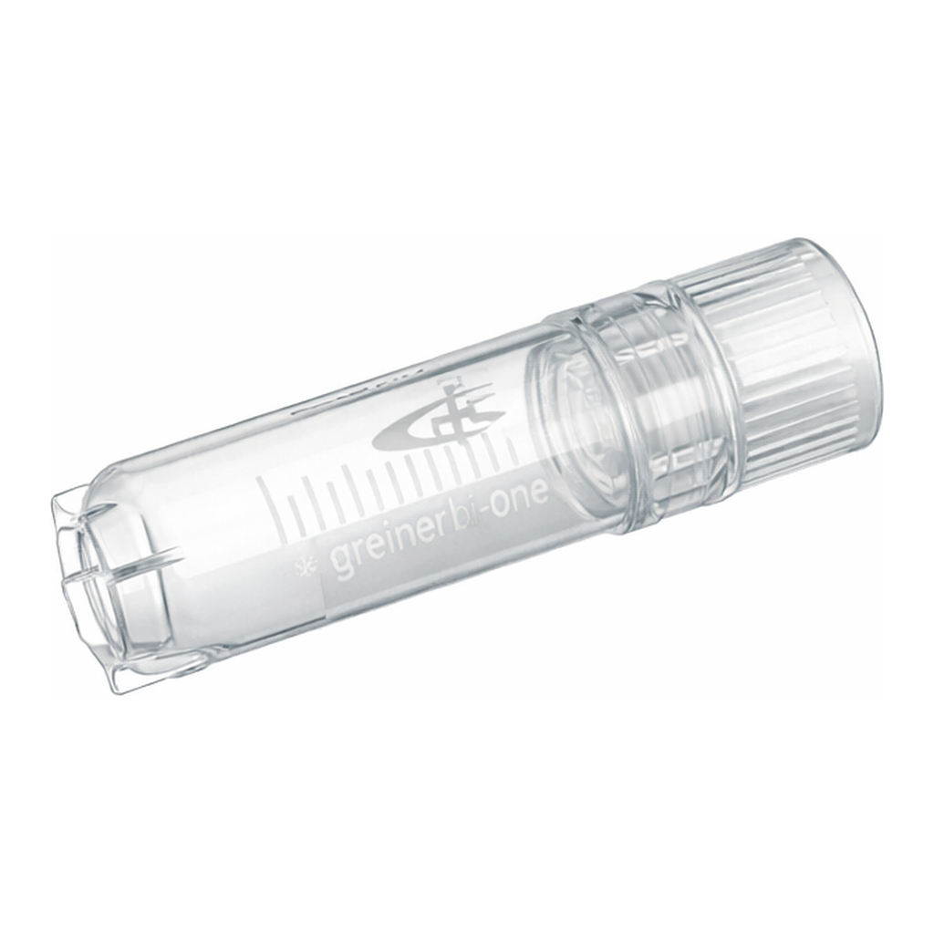 Greiner Bio One CRYO.S, 2 ML, PP, ROUND BOTTOM,INTERNAL THREAD, NATURAL SCREW CAP, WRITING AREA, STARFOOT, NATURAL, STERILE, 100 PCS./BAG
