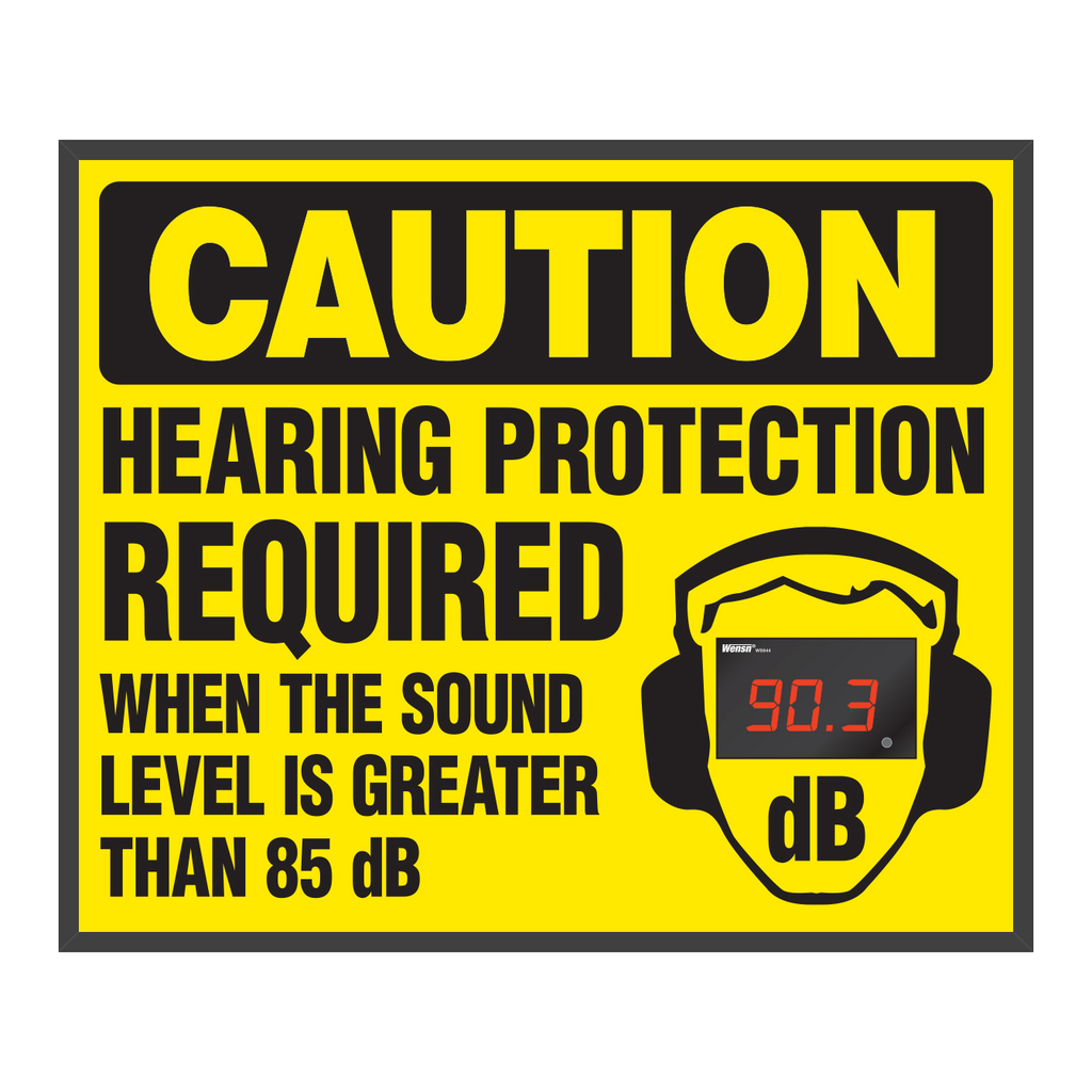 Brady Decibel Status Sign - CAUTION HEARING PROTECTION REQUIRED WHEN THE SOUND LEVEL IS GREATER THAN 85 DB