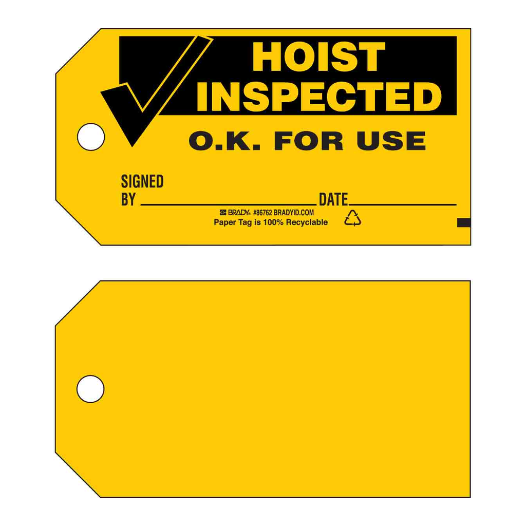 Brady HOIST INSPECTED Production Tag