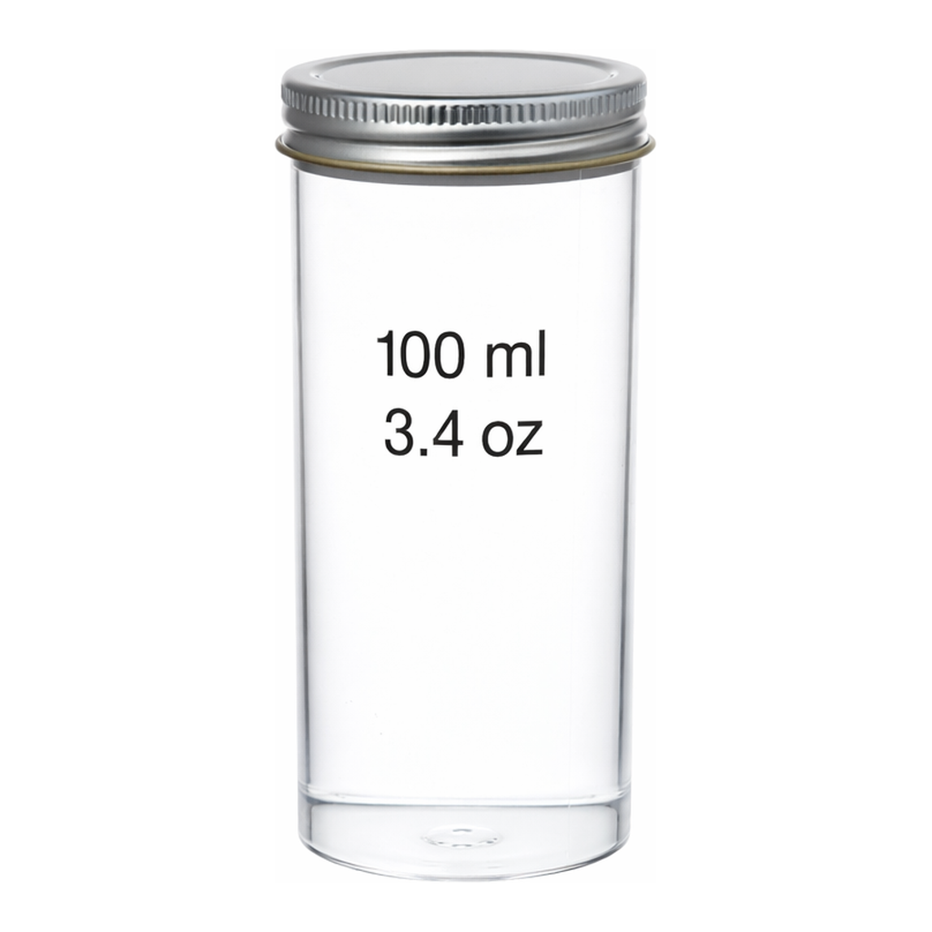 Greiner Bio One MULTIPURPOSE CONTAINER, 150 ML, PS, 49/107 MM,METAL SCREW CAP, CLEAR, W/O LABEL, ASEPTIC, 20 PCS./BAG