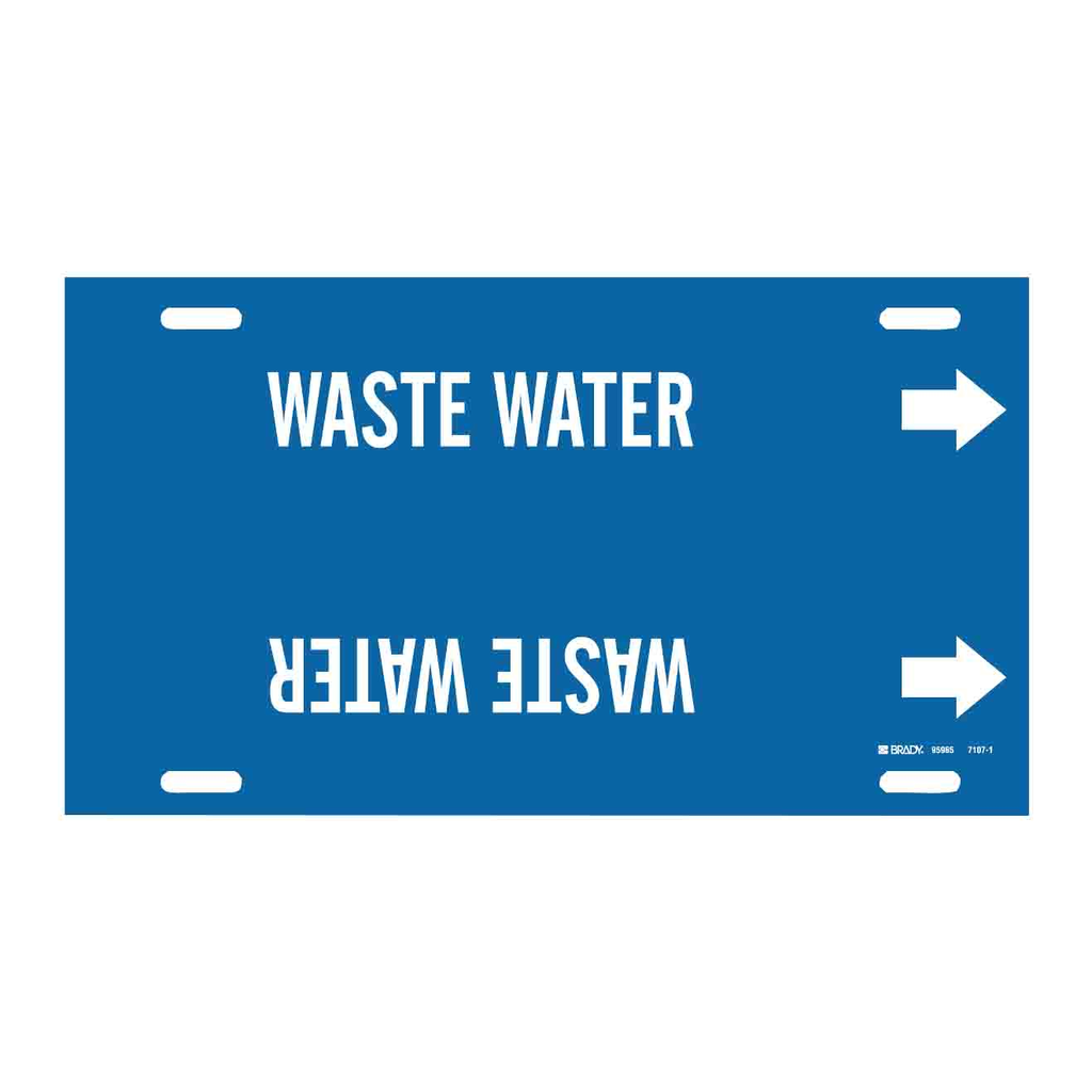Brady Strap-On Pipe Marker: WASTE WATER
