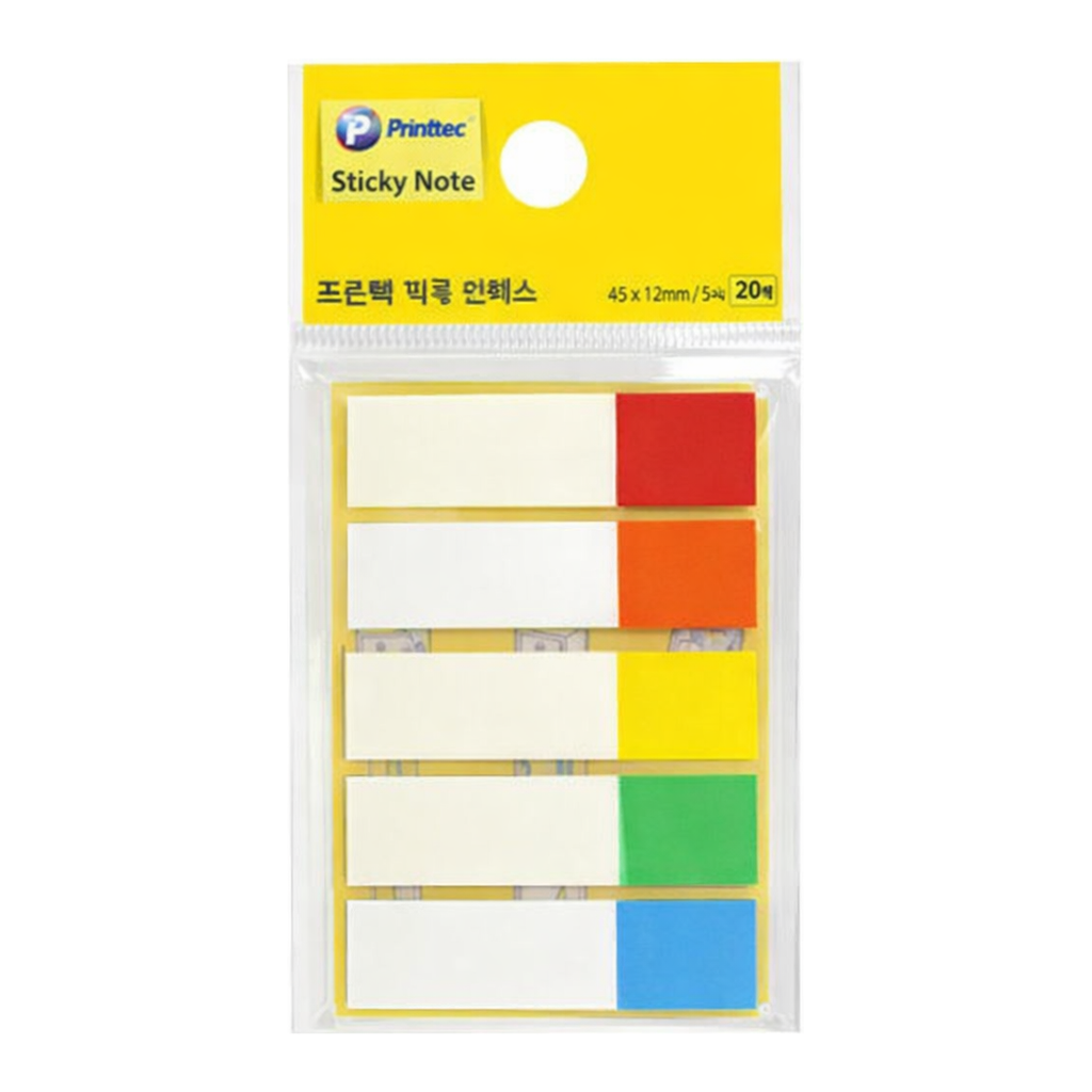 OFFICENEX 프린텍 스티키노트 필름인덱스 부분5색 45*12 20매 FI040