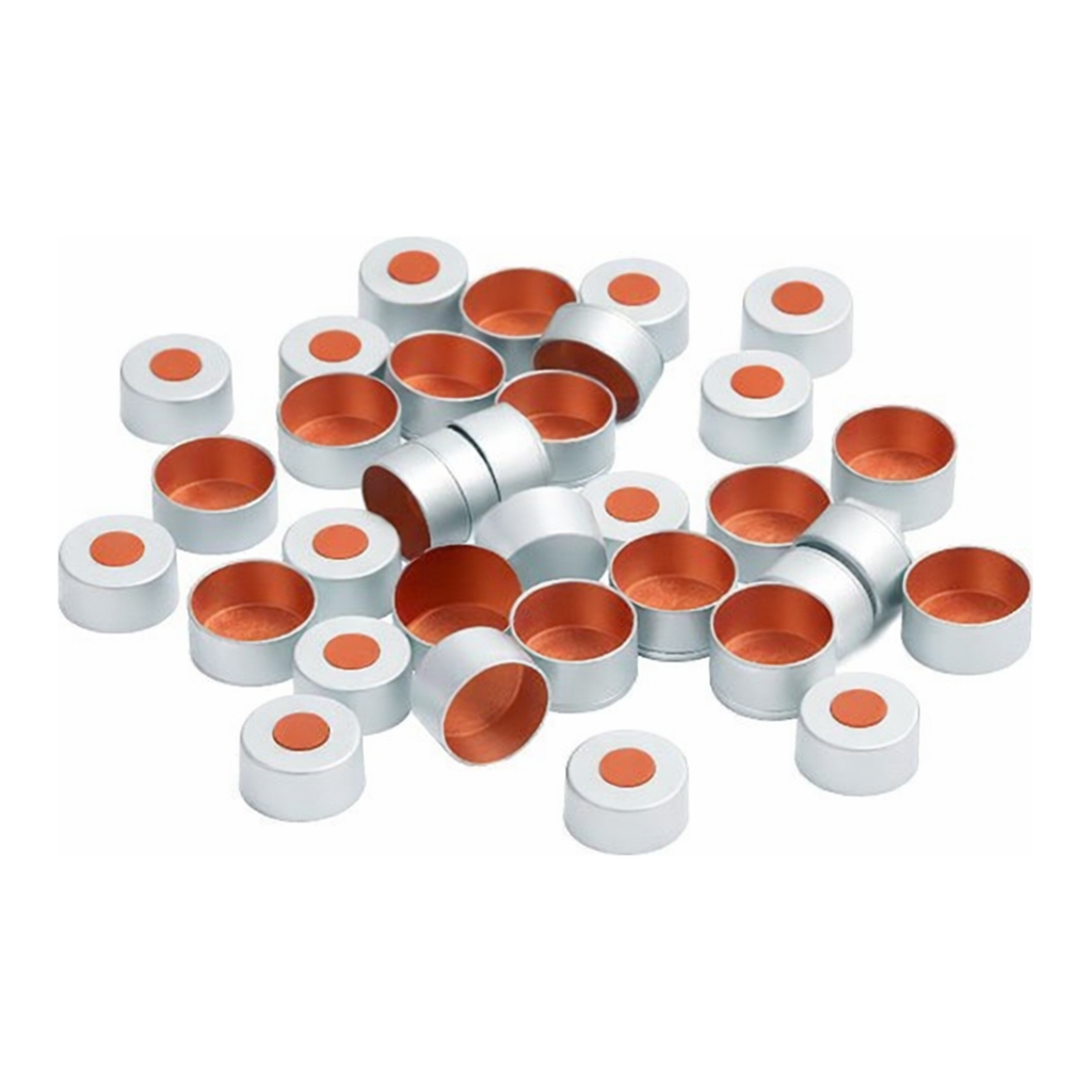 Restek Aluminum Crimp Seals, 11mm, PTFE/Rubber Pack of 100