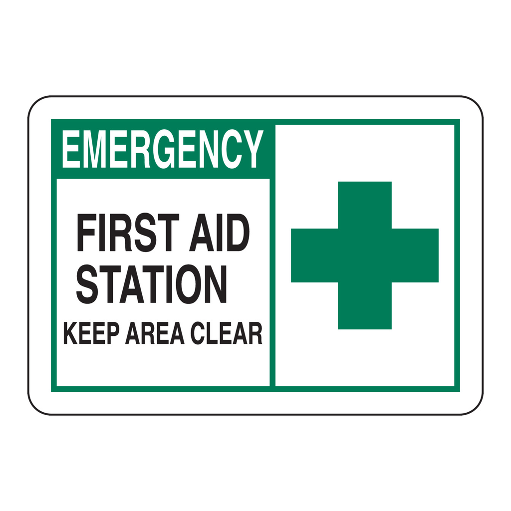 Brady First Aid Station Keep Area Clear Sign