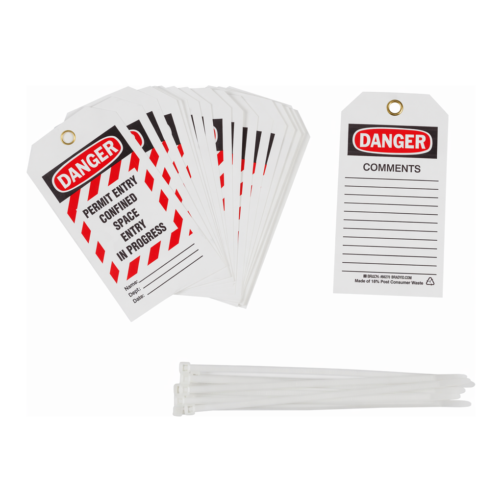 Brady Confined Space Tags - PERMIT ENTRY CONFINED SPACE ENTRY IN PROGRESS