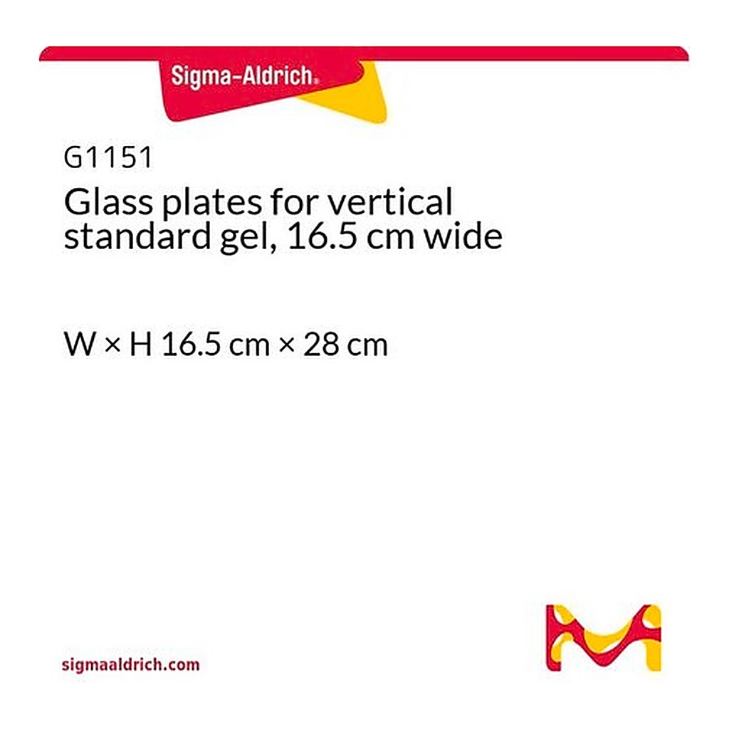 Merck Glass plates for vertical standard gel, 16.5 cm wide