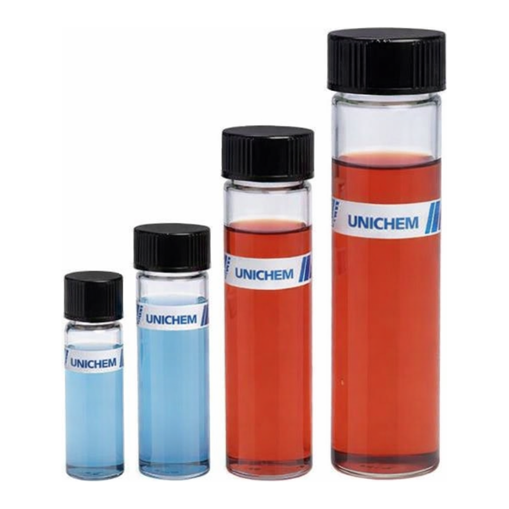 Thermo Fisher Scientific Class A Clear Glass Threaded Vials with Caps, PTFE-faced White 14B Rubber Liner