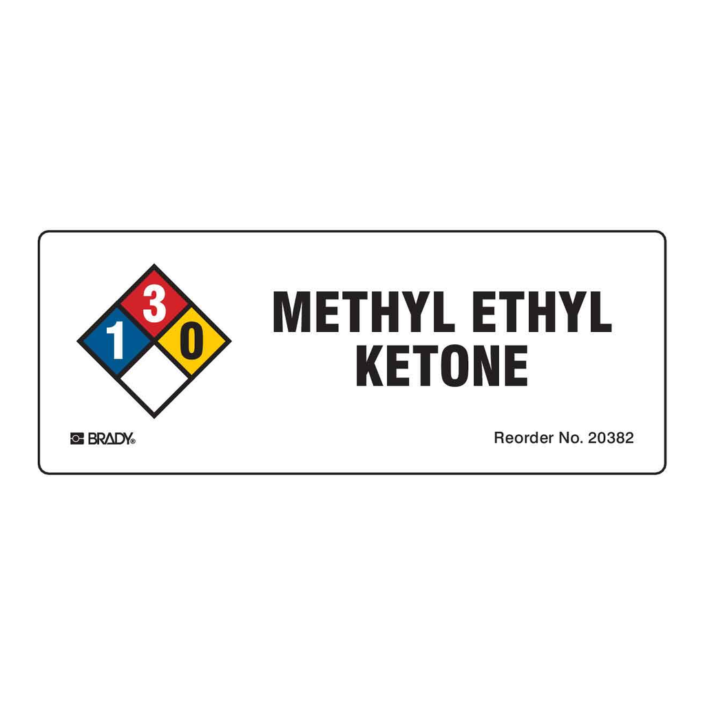 Brady Methyl Ethyl Ketone NFPA Labels