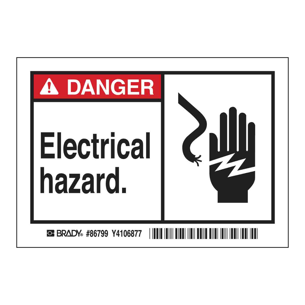 Brady DANGER ELECTRIC HAZARD. Labels