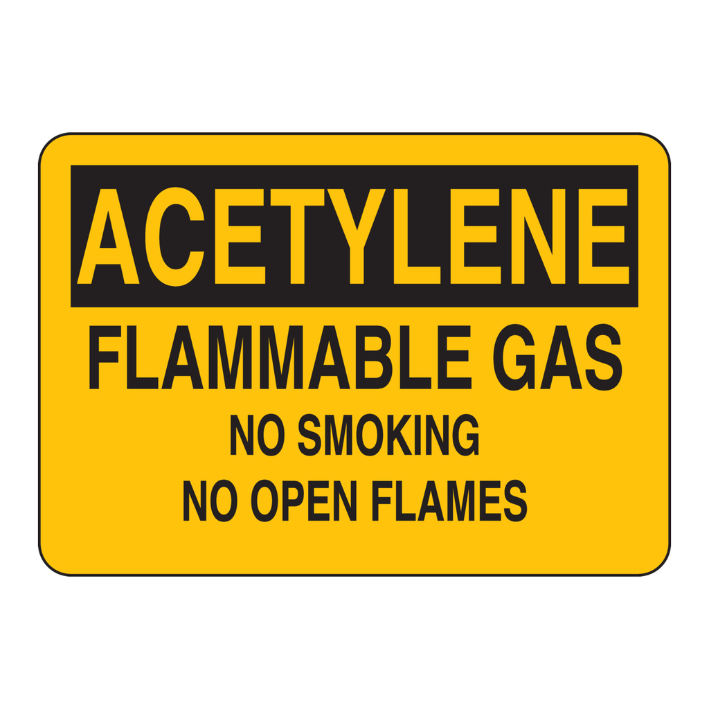 Brady ACETYLENE Flammable Gas No Smoking No Open Flames Sign